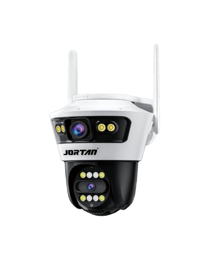 Jortan 4MP Dual Lens Indoor Outdoor Wi-Fi Security Camera, Full Color IR Night Vision, 2 way Talking, Motion Detection, IP66 Water and Dustproof, PTZ Control, 24/7 Recording