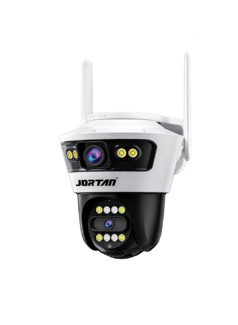 Jortan 8MP Dual Lens Indoor Outdoor Wi-Fi Security Camera, Full Color IR Night Vision, 2 way Talking, Motion Detection, IP66 Water and Dustproof, PTZ Control, 24/7 Recording