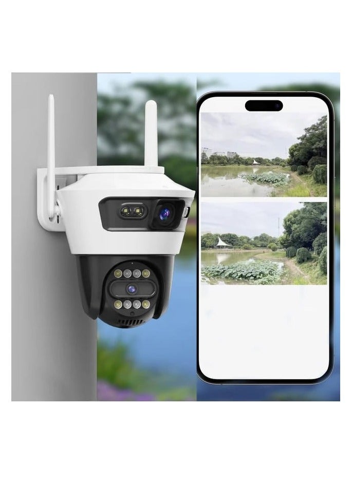 Jortan 8MP Dual Lens Indoor Outdoor Wi-Fi Security Camera, Full Color IR Night Vision, 2 way Talking, Motion Detection, IP66 Water and Dustproof, PTZ Control, 24/7 Recording