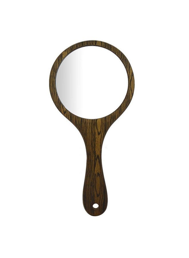 Hand Mirror Retro Round Handheld Mirror With Wooden Handle For Salon Hairdressing Makeup Hotels Home Portable Compact Makeup Vanity Small Hand Held Mirrors (Green)