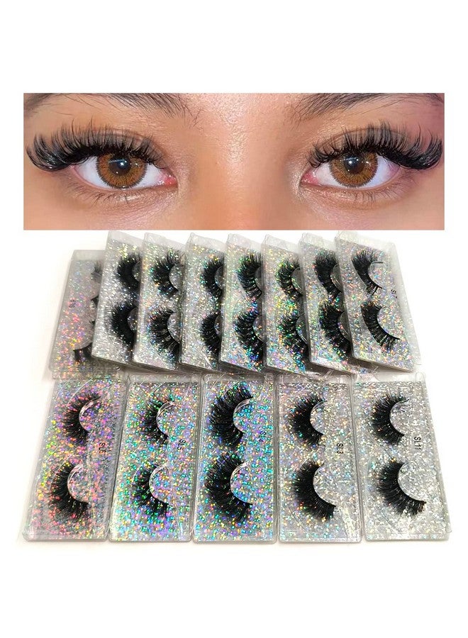 12Mm Faux Mink Lashes 10 Pairs Natural Thick Lashes Pack Fluffy Wholesale Fales Eyelashes