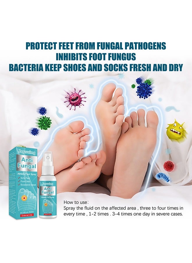 Anti Fungal Athletes Foot Spray-Anti Fungi Treatment For Feet Itchy, Sweating, Peeling And Blisters, Natural Ingredients Foot Fungi Spray For Tinea Pedis 50ML