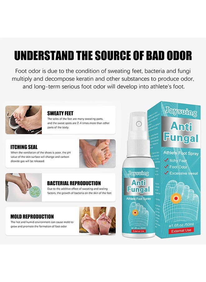 Anti Fungal Athletes Foot Spray-Anti Fungi Treatment For Feet Itchy, Sweating, Peeling And Blisters, Natural Ingredients Foot Fungi Spray For Tinea Pedis 50ML