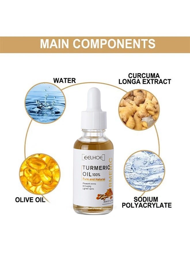 Turmeric Oil-Dark Spot And Anti-Aging Turmeric Repair Face Serum, Natural Turmeric Bright Skin Dark Spot Skin Care Moisturizing Repair Serum Turmeric Oil For Face 30ml