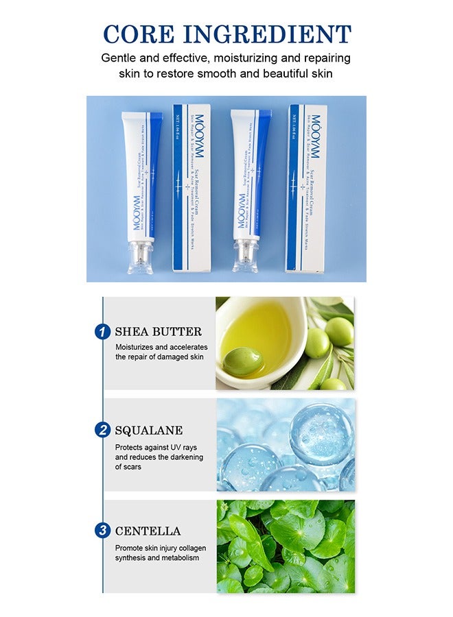 Scar Removal Cream-Skin Repairing Cream Fade Scars/Stretch Marks/Acne Treatment, Improve Scar Skin, Deeply Moisturizes Skin-30ml