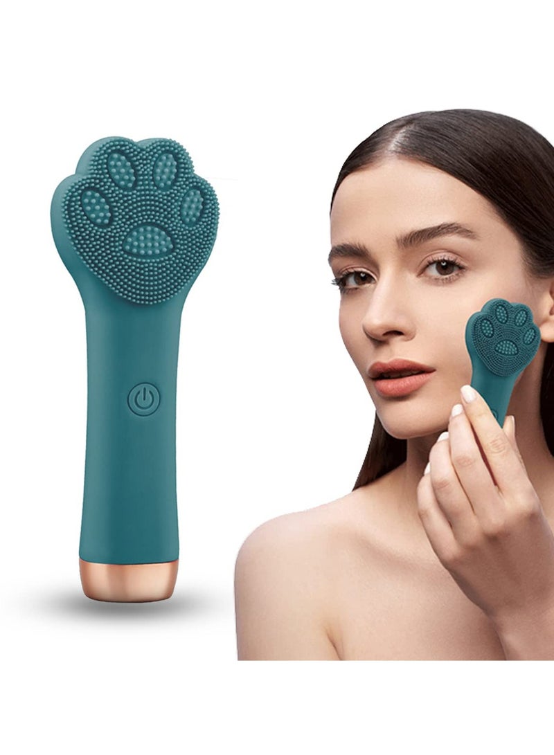 Smart Silicone Facial Cleanser, Anti-Aging Face Massager Waterproof Skincare Device Vibration Technology Cleanser Pore and Blackhead Remover for Lift Firm and Tone Skin (Color : Green)