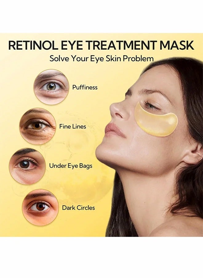 Retinol Hydra-Gel Eye Patches, Gold Under Eye Mask Retinol And Collagen, Under Eye Mask For Face Care, Eye Masks For Dark Circles And Puffiness, Under Eye Masks For Beauty And Personal Care 30 Pairs