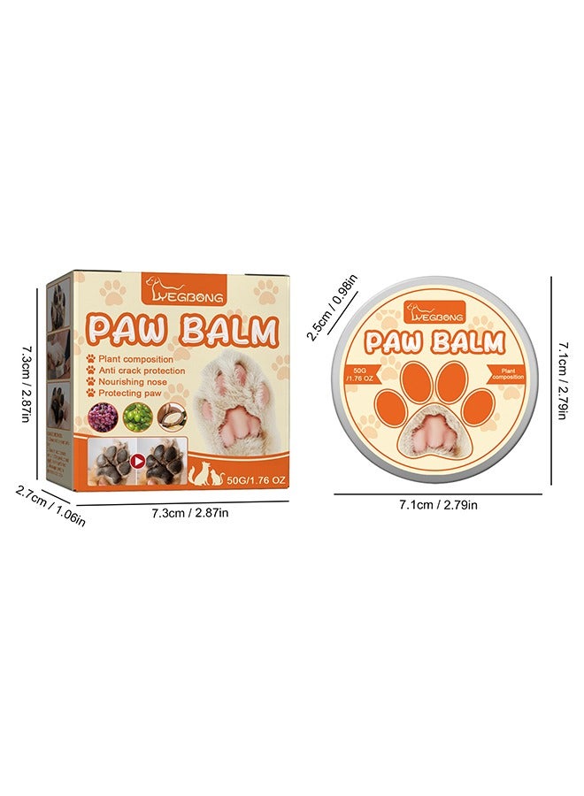 Paw Balm - Dog Pet Paw Wax Moisturizer Paw Pad Lotion Protects And Heals Dry Cracked Damaged Paws Foot Pads For Cats Dogs, Repairs And Moisturizes Dry, Cracked And Damaged Paws 50g