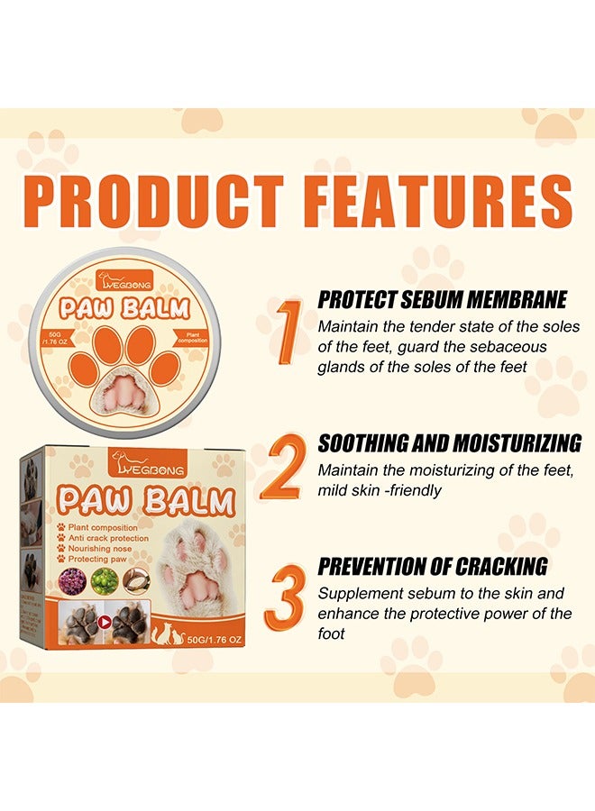 Paw Balm - Dog Pet Paw Wax Moisturizer Paw Pad Lotion Protects And Heals Dry Cracked Damaged Paws Foot Pads For Cats Dogs, Repairs And Moisturizes Dry, Cracked And Damaged Paws 50g