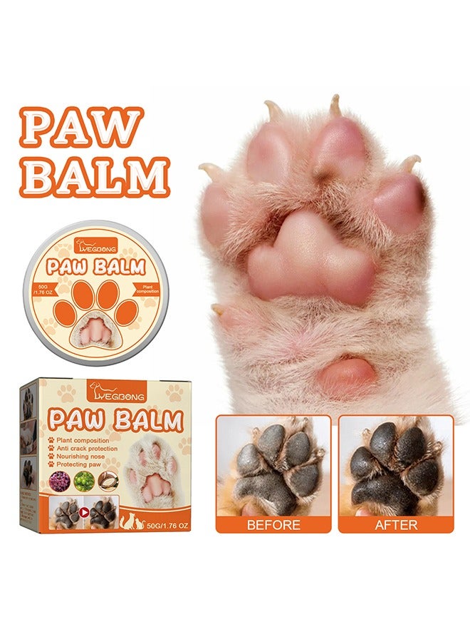 Paw Balm - Dog Pet Paw Wax Moisturizer Paw Pad Lotion Protects And Heals Dry Cracked Damaged Paws Foot Pads For Cats Dogs, Repairs And Moisturizes Dry, Cracked And Damaged Paws 50g