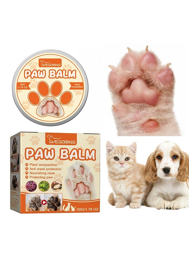 Paw Balm - Dog Pet Paw Wax Moisturizer Paw Pad Lotion Protects And Heals Dry Cracked Damaged Paws Foot Pads For Cats Dogs, Repairs And Moisturizes Dry, Cracked And Damaged Paws 50g