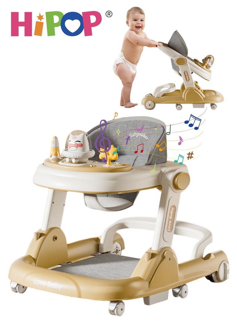 Baby Walker with Adjustable Height,3 in 1 Prevent O-Legs,Include Attractive Toys and Entertaining Music,Anti-Rollover Baby Strollers
