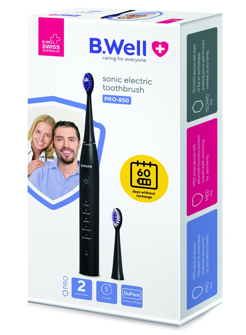 B WELL PRO-850 Electric Sonic Toothbrush(Black)