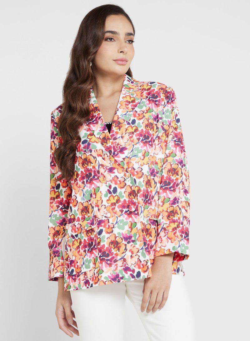 Floral Print Tailored Blazer