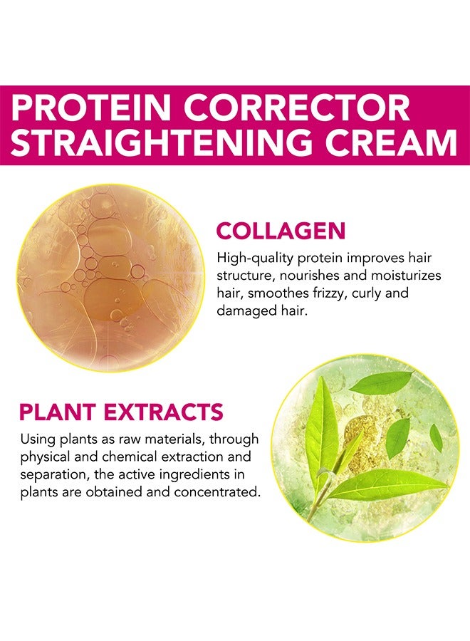 Protein Correcting Straight Hair  Cream-Silk And Gloss Hair Straightening Cream, Nourishing Fast Smoothing Collagen Hair Straightener Cream, For Thick, Curly, Unruly Hair, Repair Damaged Hair 60ML