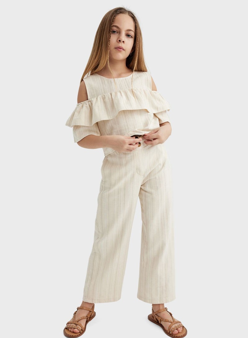 Girl Wide Leg Cotton Trousers