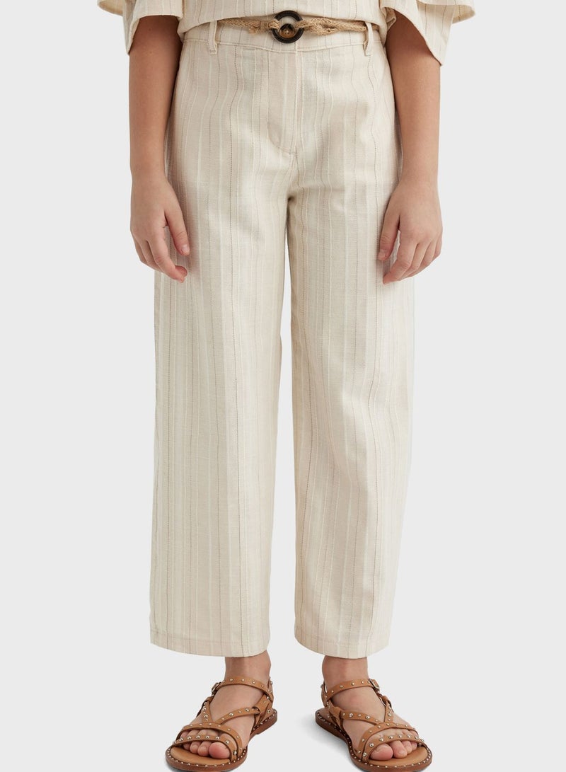 Girl Wide Leg Cotton Trousers