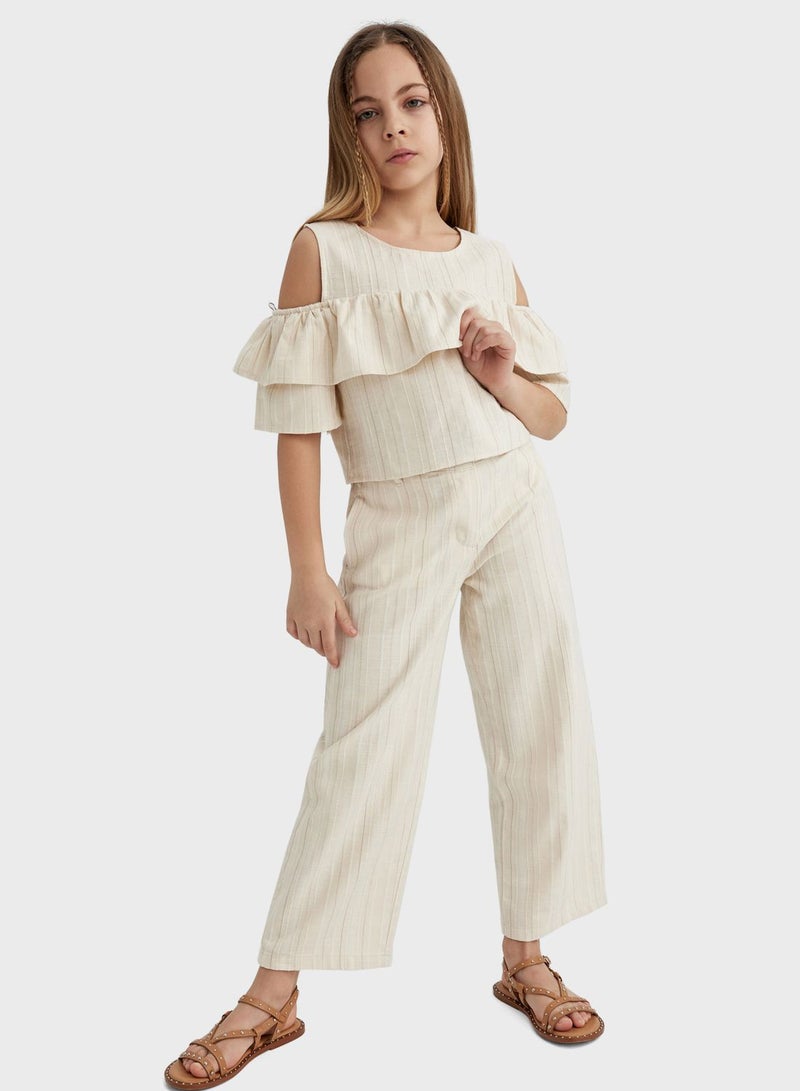 Girl Wide Leg Cotton Trousers