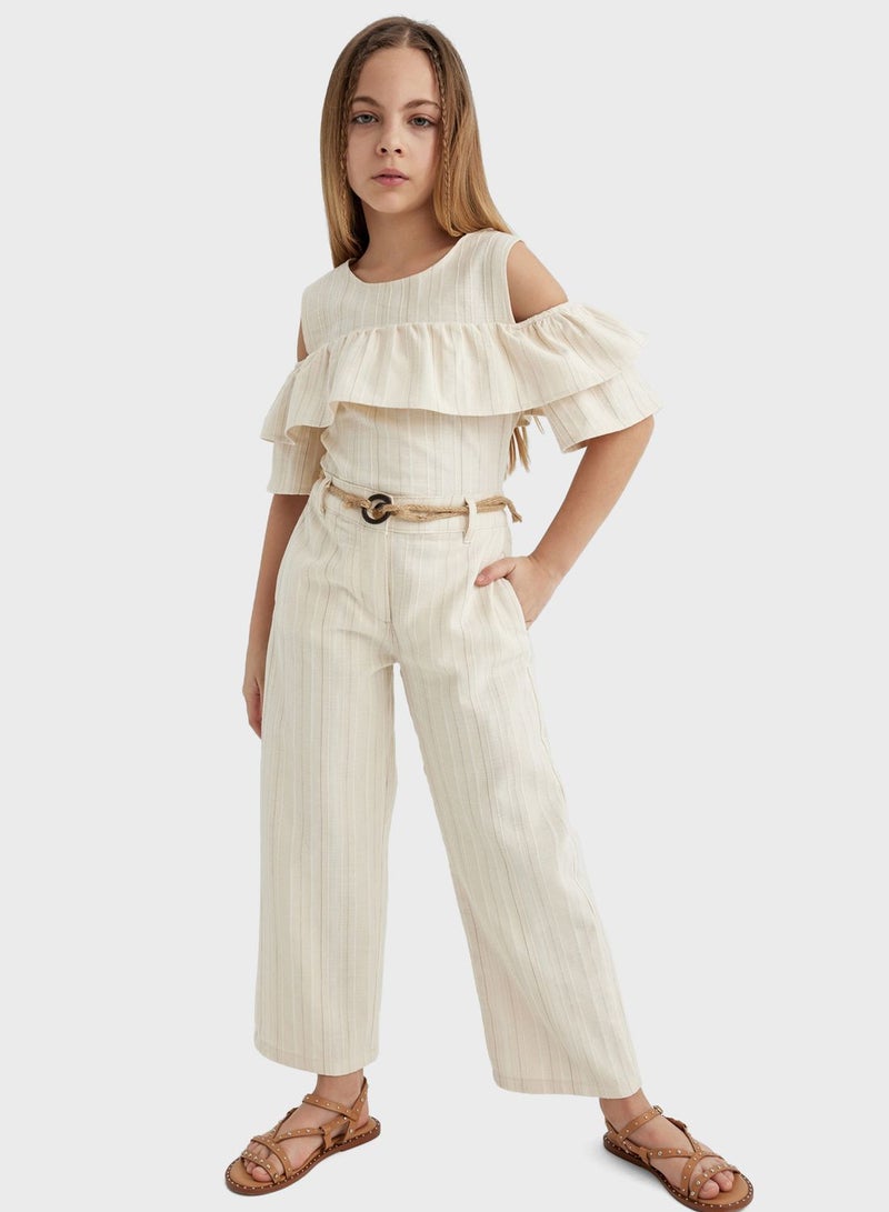 Girl Wide Leg Cotton Trousers