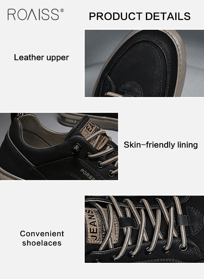 Casual Cortical Loafers Shoes for Men Versatile Slip On Solid Leather Sneakers Breathable and Soft Flat Sports Shoe