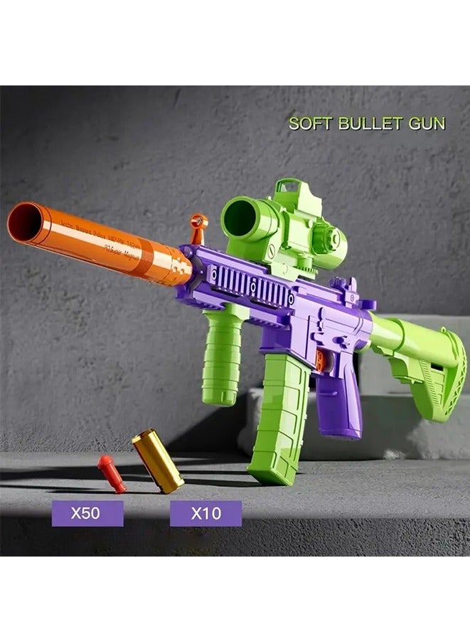Automatic Shell Ejection Soft Bullet Gun Mechanical Burst Toy Gun M4A1 Carrot-colored Soft Bullet Gun Toy with Soft Bullets & Pull Back Action