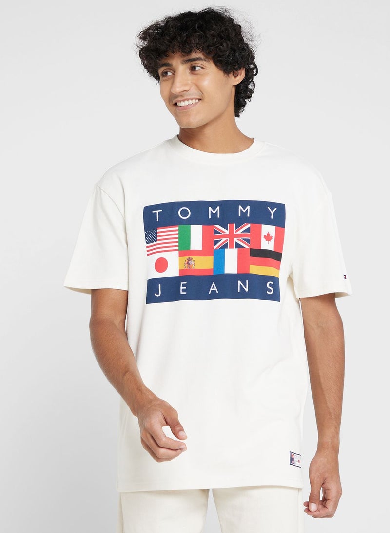 Flag Print Crew Neck T-Shirt