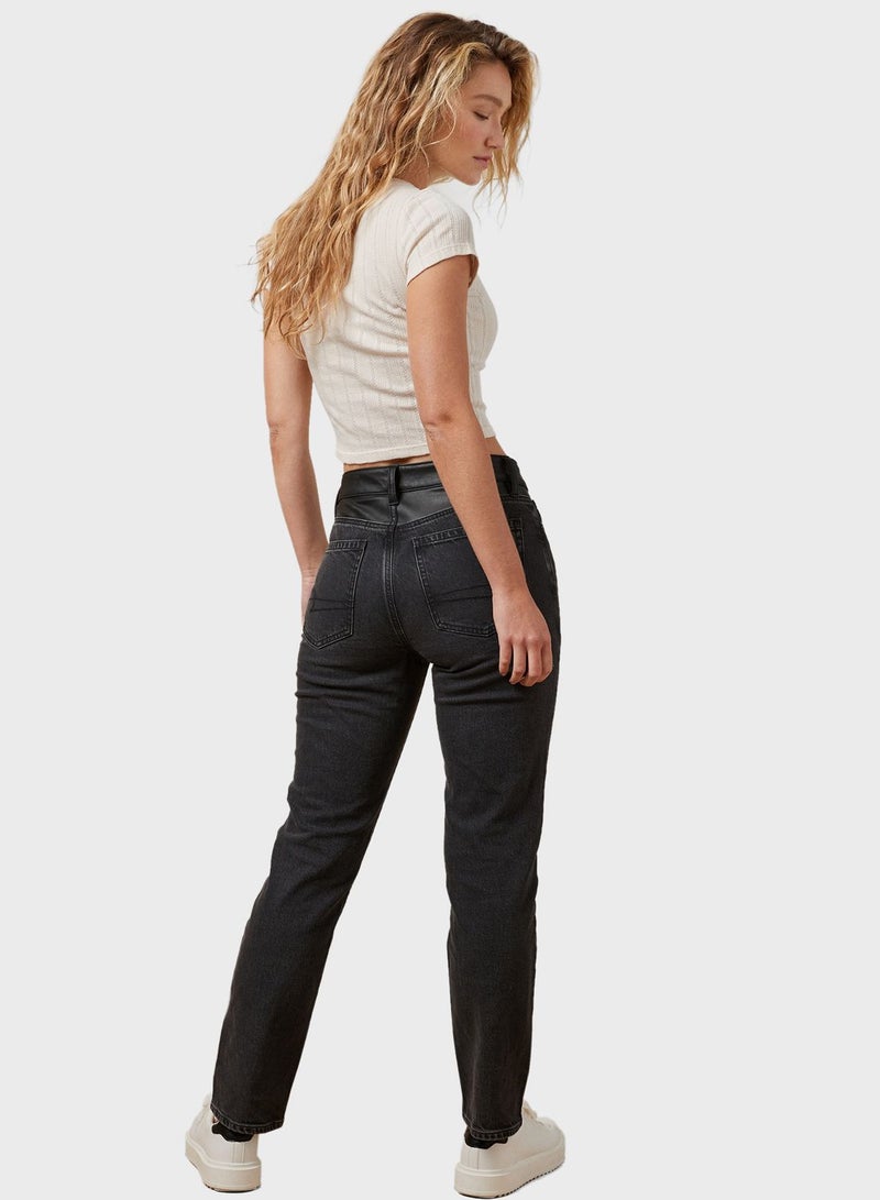 High Waist Straight Fit  Jeans