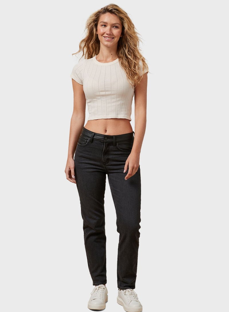High Waist Straight Fit  Jeans