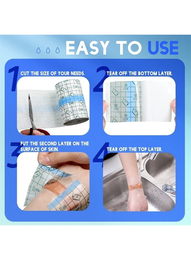 Transparent Dressing Adhesive Bandage Clear Waterproof Bandage Stretch Tape for Tattoos Swimming (3.94 Inch x 10.94 Yard)