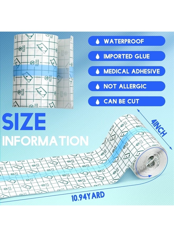 Transparent Dressing Adhesive Bandage Clear Waterproof Bandage Stretch Tape for Tattoos Swimming (3.94 Inch x 10.94 Yard)