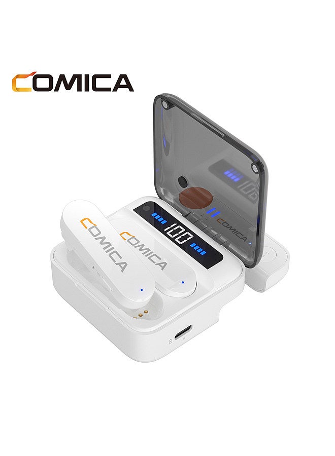 Vimo S-UC Wireless Microphone System with 1 Receiver & 2 Microphones 200M Transmission Range Built-in Battery with Charging Case Replacement for Android Phones Live Streaming Interview Vlog