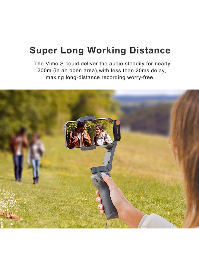 Vimo S-UC Wireless Microphone System with 1 Receiver & 2 Microphones 200M Transmission Range Built-in Battery with Charging Case Replacement for Android Phones Live Streaming Interview Vlog