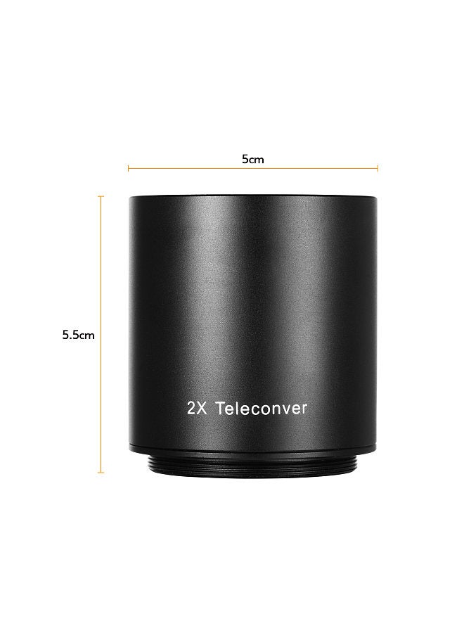 2X Teleconverter Lens Manual Focus Converter Lens for 650-1300mm 500mm 420-800mm Camera T-mount Lenses