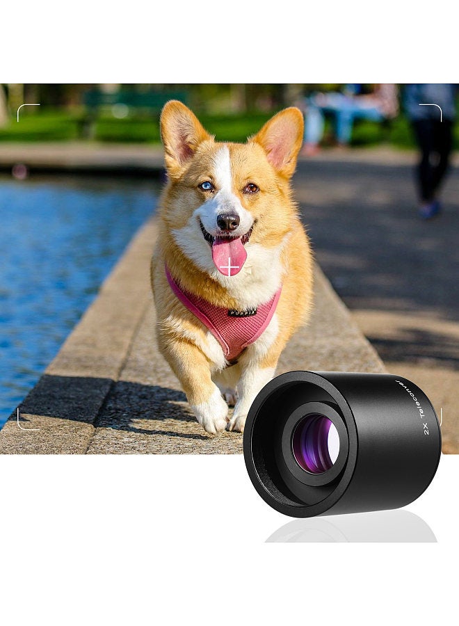 2X Teleconverter Lens Manual Focus Converter Lens for 650-1300mm 500mm 420-800mm Camera T-mount Lenses