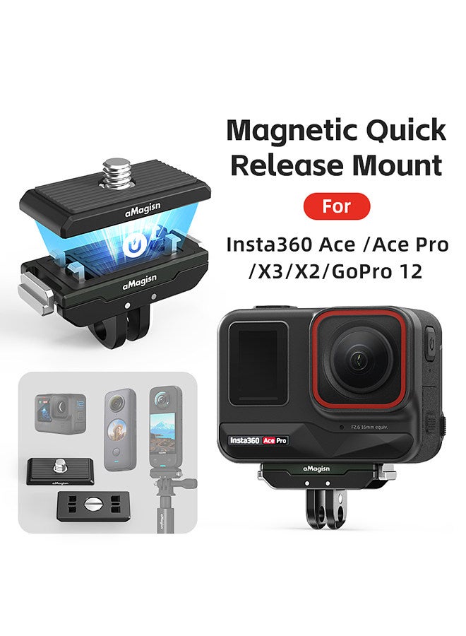 AC14 Magnetic Quick Release Mount for Action Camera Metal Camera Mount with Universal 1/4in Screw Hole & Sports Camera Adapter 1/4in Screw Top Cover