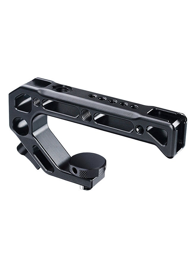 R008 Universal Camera Top Handle Handgrip with Cold Shoe Mounts 15mm Rod Clamp 3/8 Inch Screw Lock Adopt for ARRI Standard Locating Hole for Microphone Lights Monitor for Camera Rig Cage
