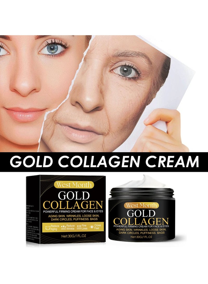 West&Month Gold Collagen Cream Skin Firming, Moisturizing, Repairing, Diminishing Fine Lines Anti-Wrinkle Cream 30g