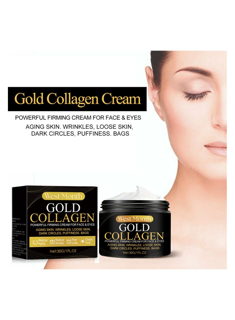 West&Month Gold Collagen Cream Skin Firming, Moisturizing, Repairing, Diminishing Fine Lines Anti-Wrinkle Cream 30g