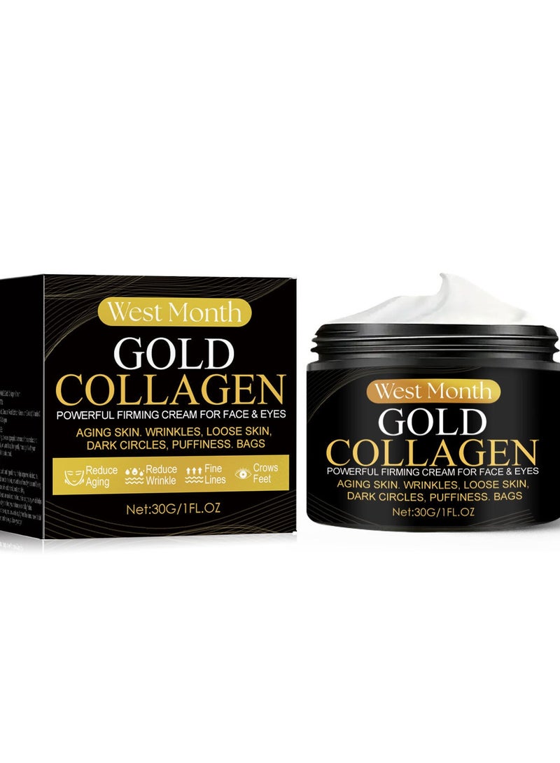 West&Month Gold Collagen Cream Skin Firming, Moisturizing, Repairing, Diminishing Fine Lines Anti-Wrinkle Cream 30g