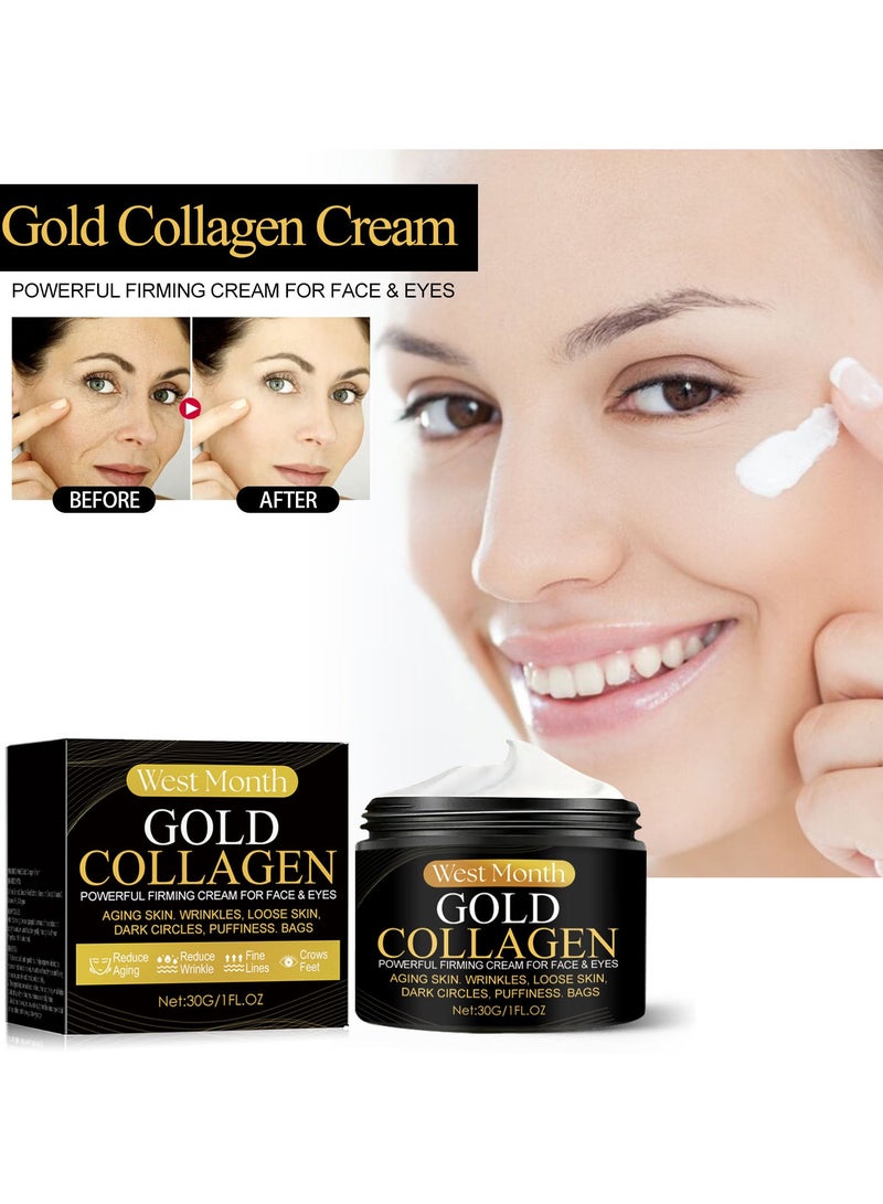 West&Month Gold Collagen Cream Skin Firming, Moisturizing, Repairing, Diminishing Fine Lines Anti-Wrinkle Cream 30g