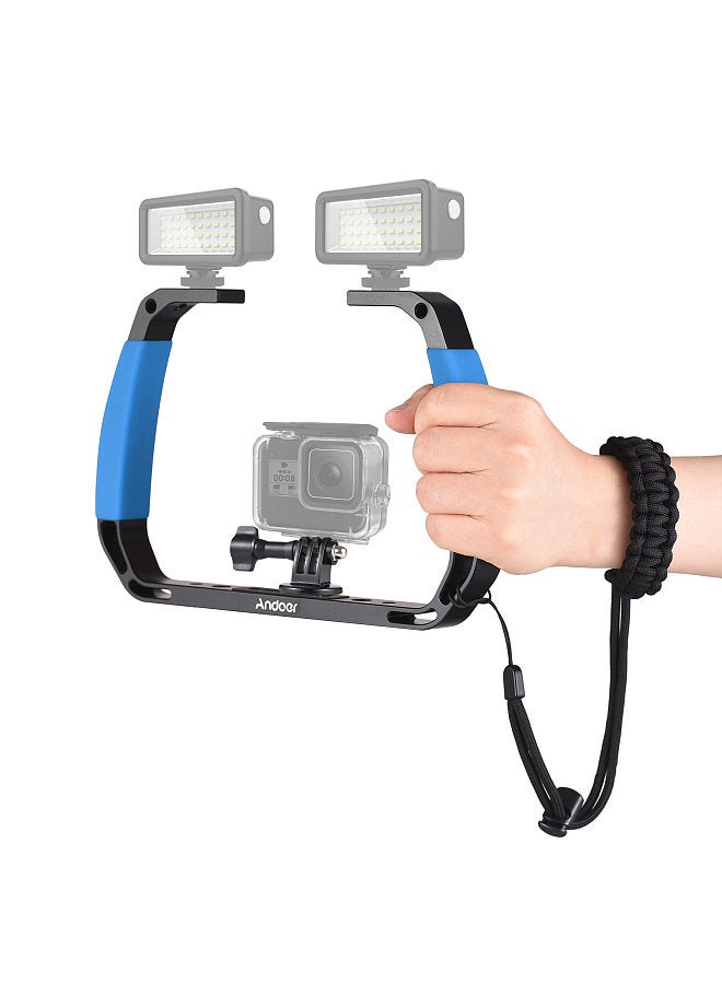Sports Camera Underwater Diving Rig Handheld Stabilizer for Action Camera Cage Dive Rig with Cold Shoe Mounts Wrist Strap Compatible with GoPro Hero 12/11/10,  DJI Osmo Action 4/3/2,  Insta360