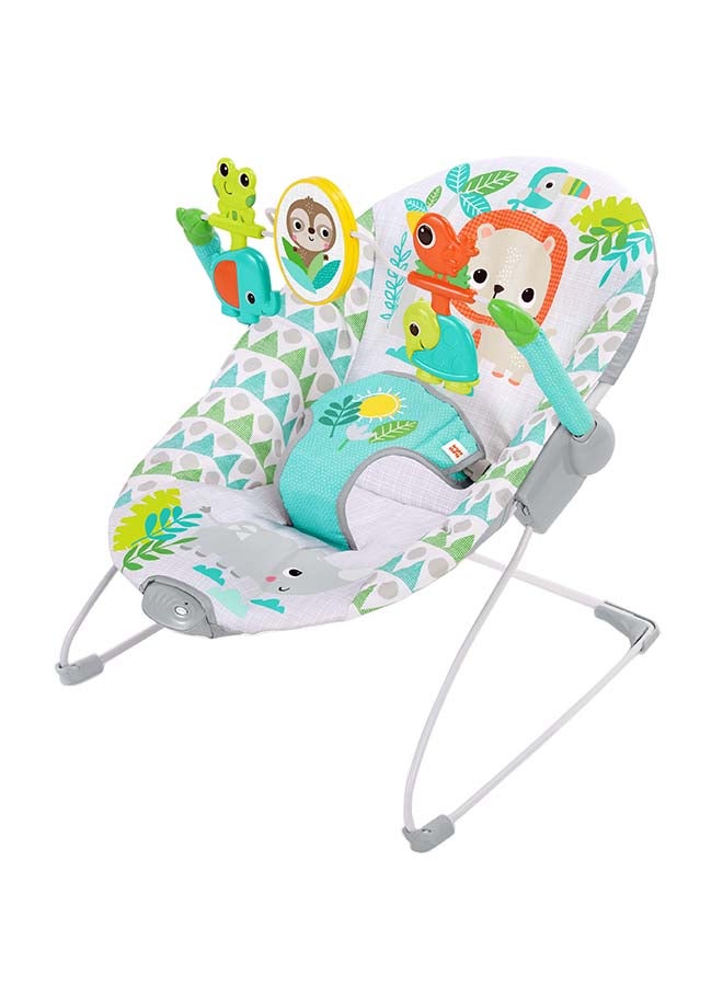Spinnin Safari Vibrating Baby Bouncer Seat With Toy Bar