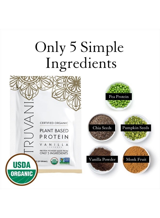 Truvani Organic Protein Powder Vanilla Flavored Non GMO,Gluten Free,(1 Serving) 1.02 OZ (29g)
