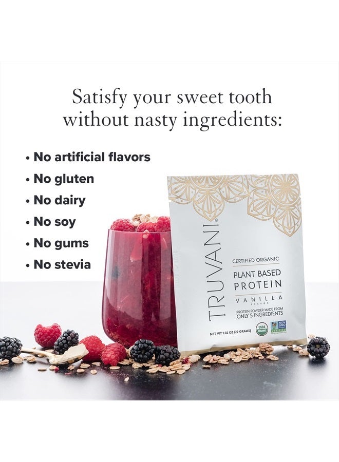 Truvani Organic Protein Powder Vanilla Flavored Non GMO,Gluten Free,(1 Serving) 1.02 OZ (29g)