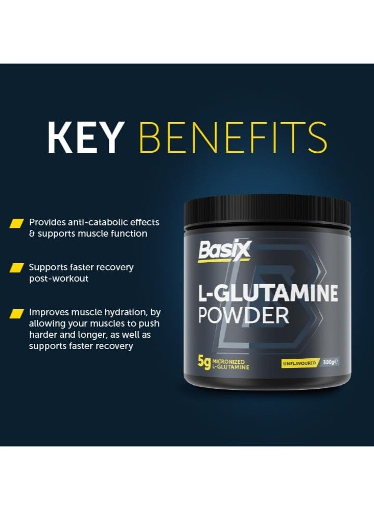 Basix L-Glutamine Powder 300g Unflavored 60 Serving