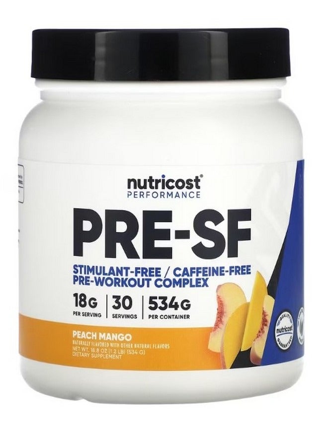 Performance Pre Sf Stimulant Free Pre Workout Complex Peach Mango 1.2 Lb 534 G
