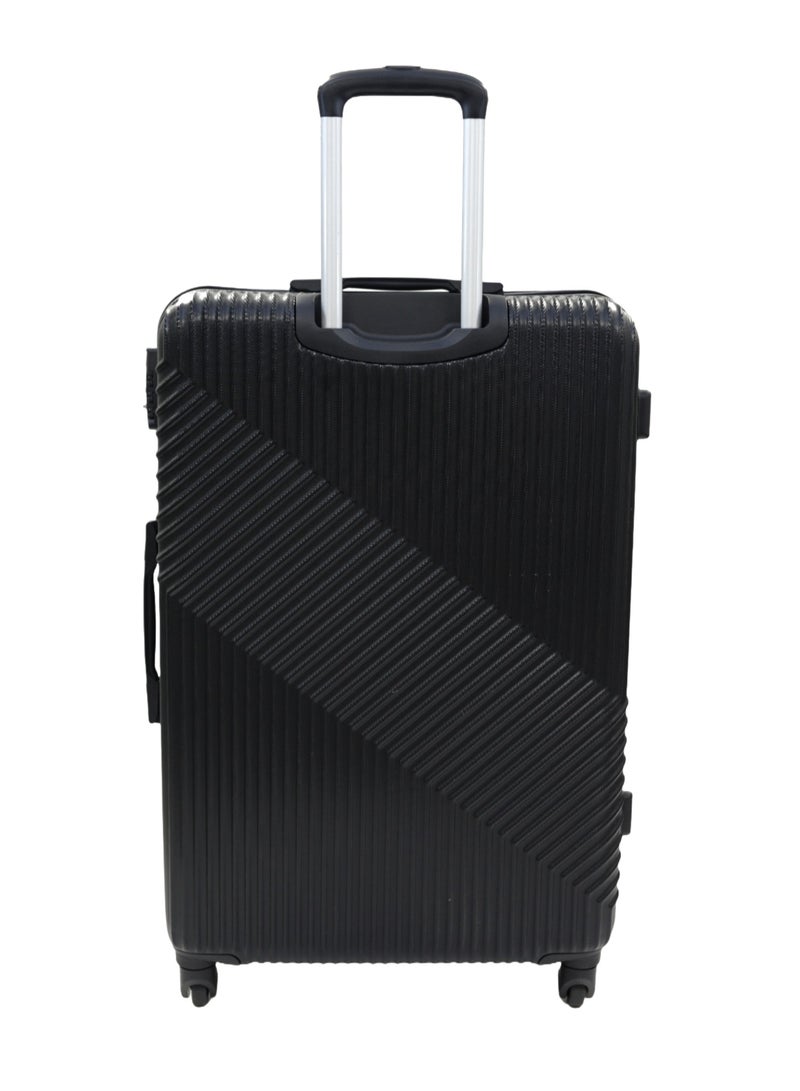 GIORDANO Logo Series Check-In Large Suitcase Black, ABS Hard Shell Lightweight Durable 4 Wheels Luggage Trolley Bag 28