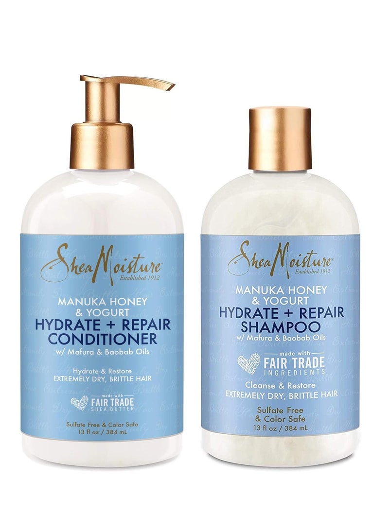 SHEA MOISTURE Hydrate & Repair conditioner For Damaged Hair Manuka Honey & Yogurt Shea Butter Shampoo and Conditioner