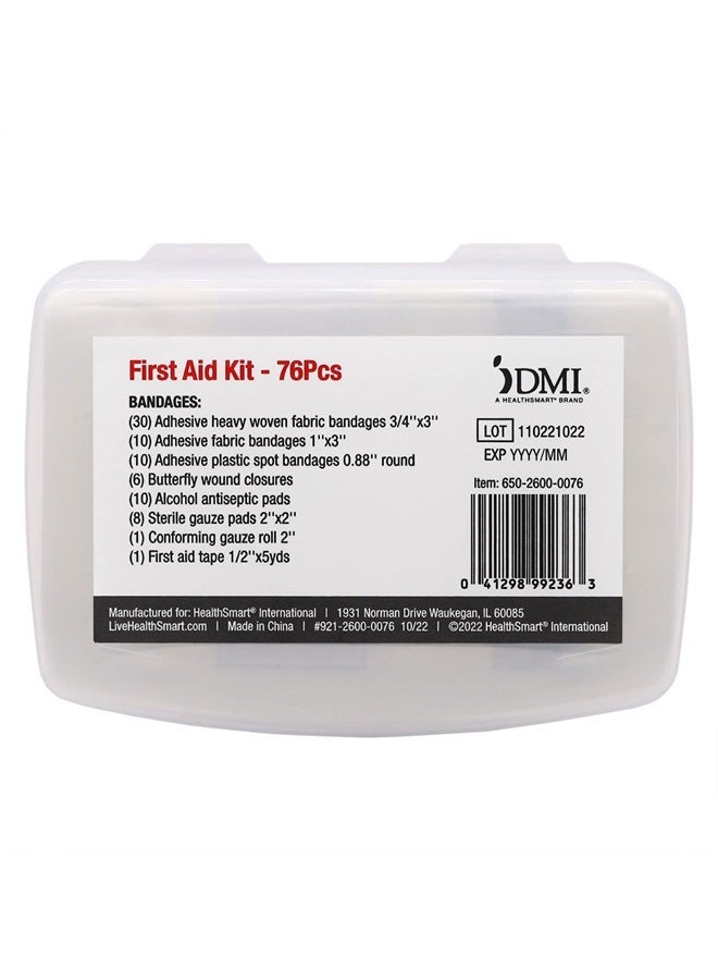 76-Piece First-Aid Kit, All-Purpose Use for Minor Cuts and Scrapes, Durable Water-Resistant Case, Convenient and Portable, FSA & HSA Eligible