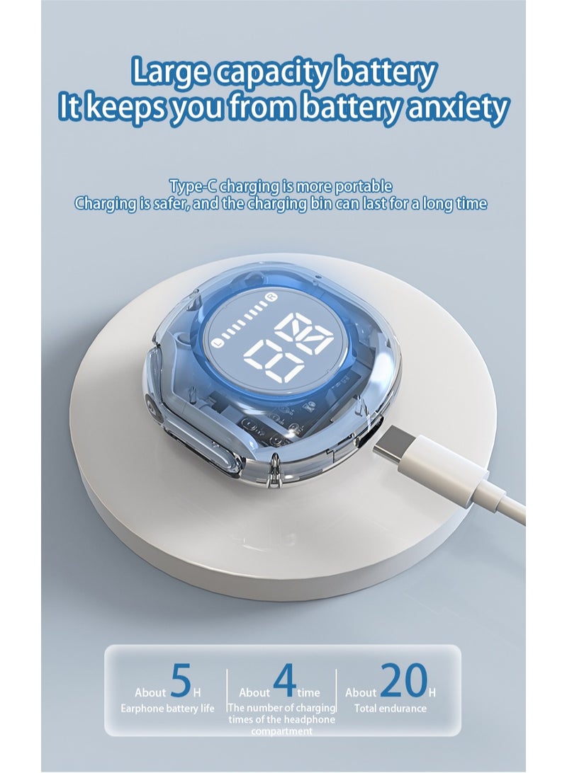 Wireless Earphones Bluetooth 5.3 Headphones LED Power Display Mini Crystal in-Ear Earbuds with Wireless Charging Case Touch Control Built-in Mic Headphone(Purple)